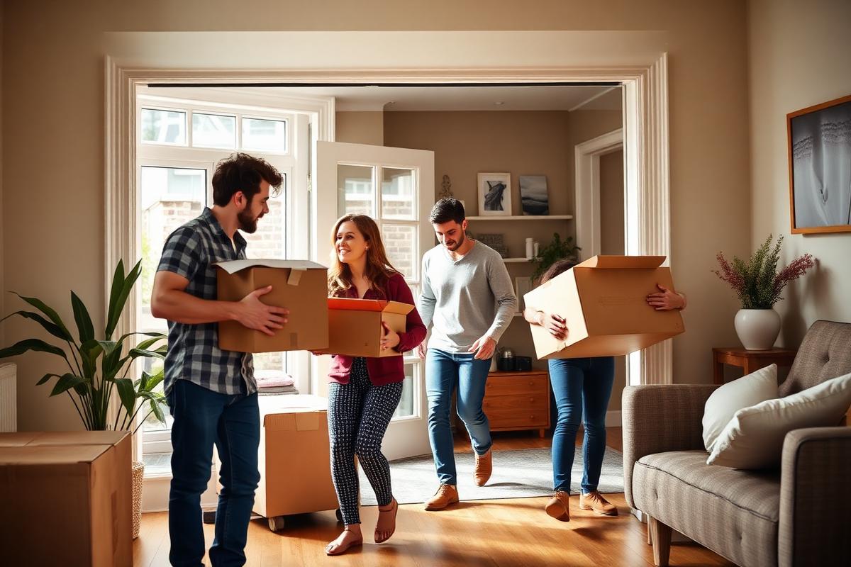 MoveRemoval team carefully carrying furniture into a family home
